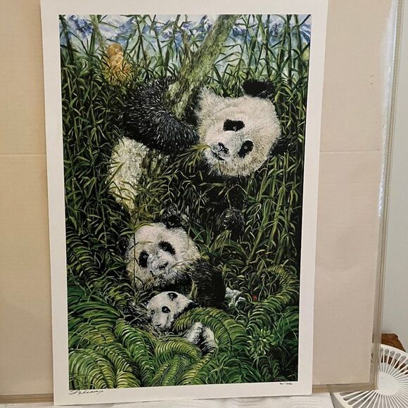 "Endangered Pandas" by Susan Andreason Seriolithograph - Picture 5 of 10